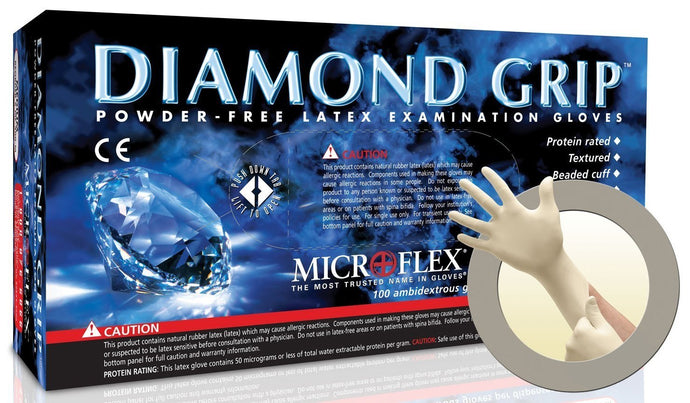 Micro Flex Diamond Grip Latex Exam Gloves